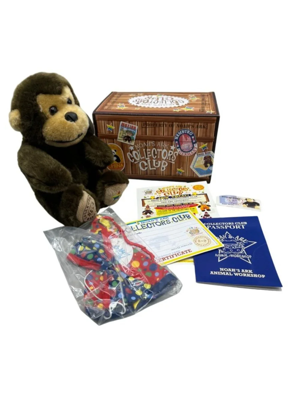 Noahs Ark Collectors Club Baby Mojo Monkey plush Set With Box & Accessories READ